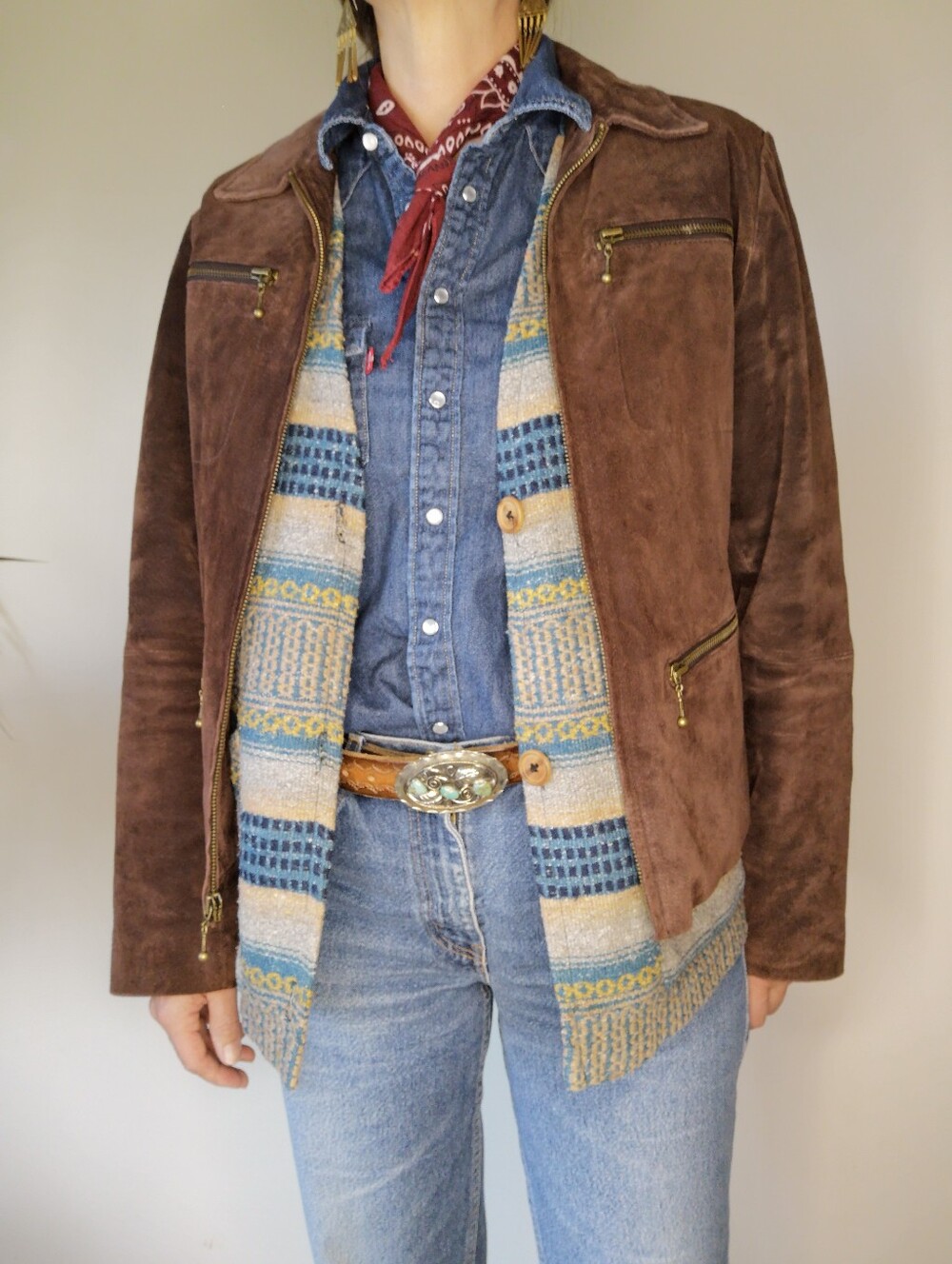 90s B.U.M Equipment Suede Jacket